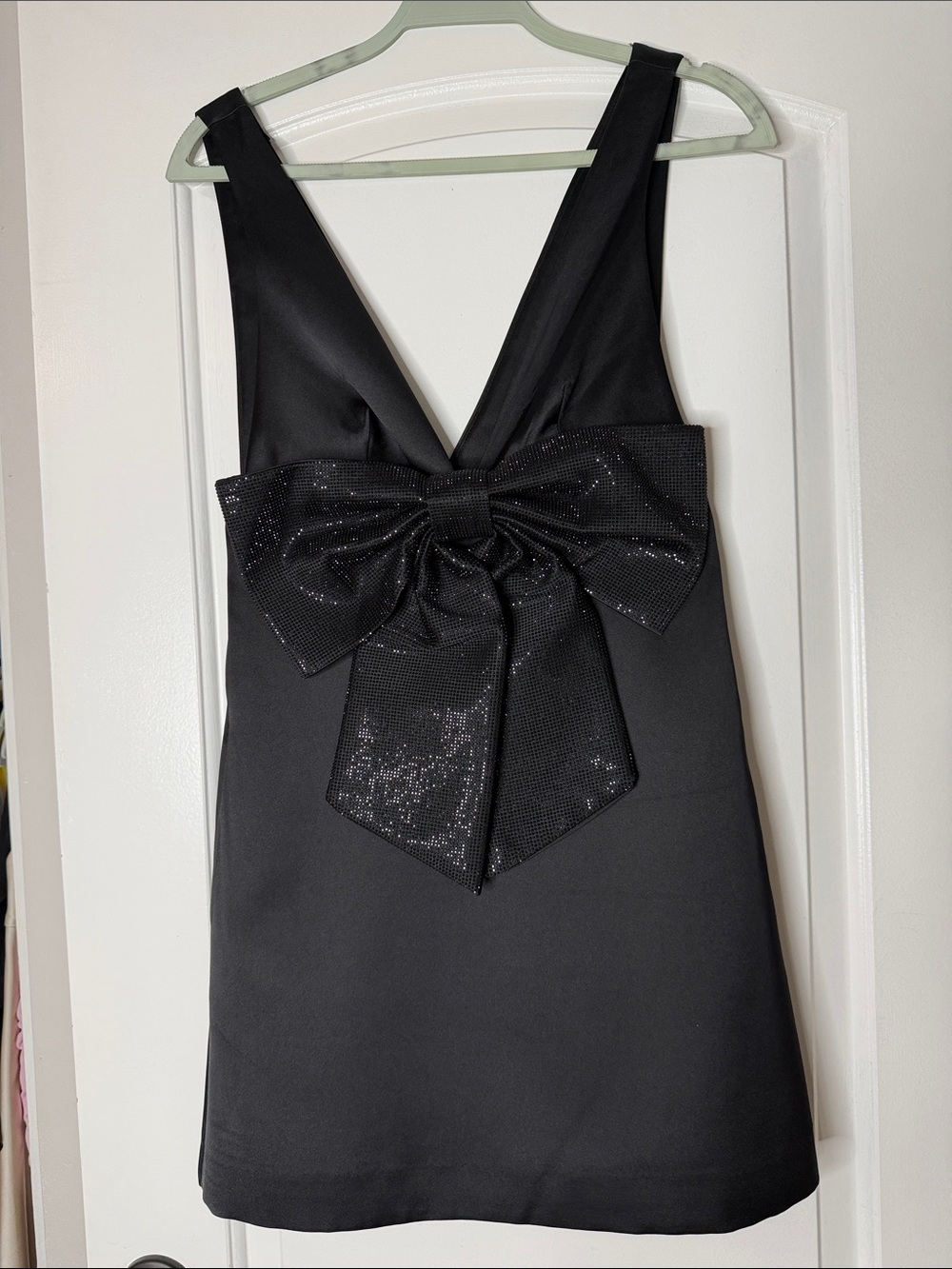 Zara Black Mini Dress with Sequin Bow